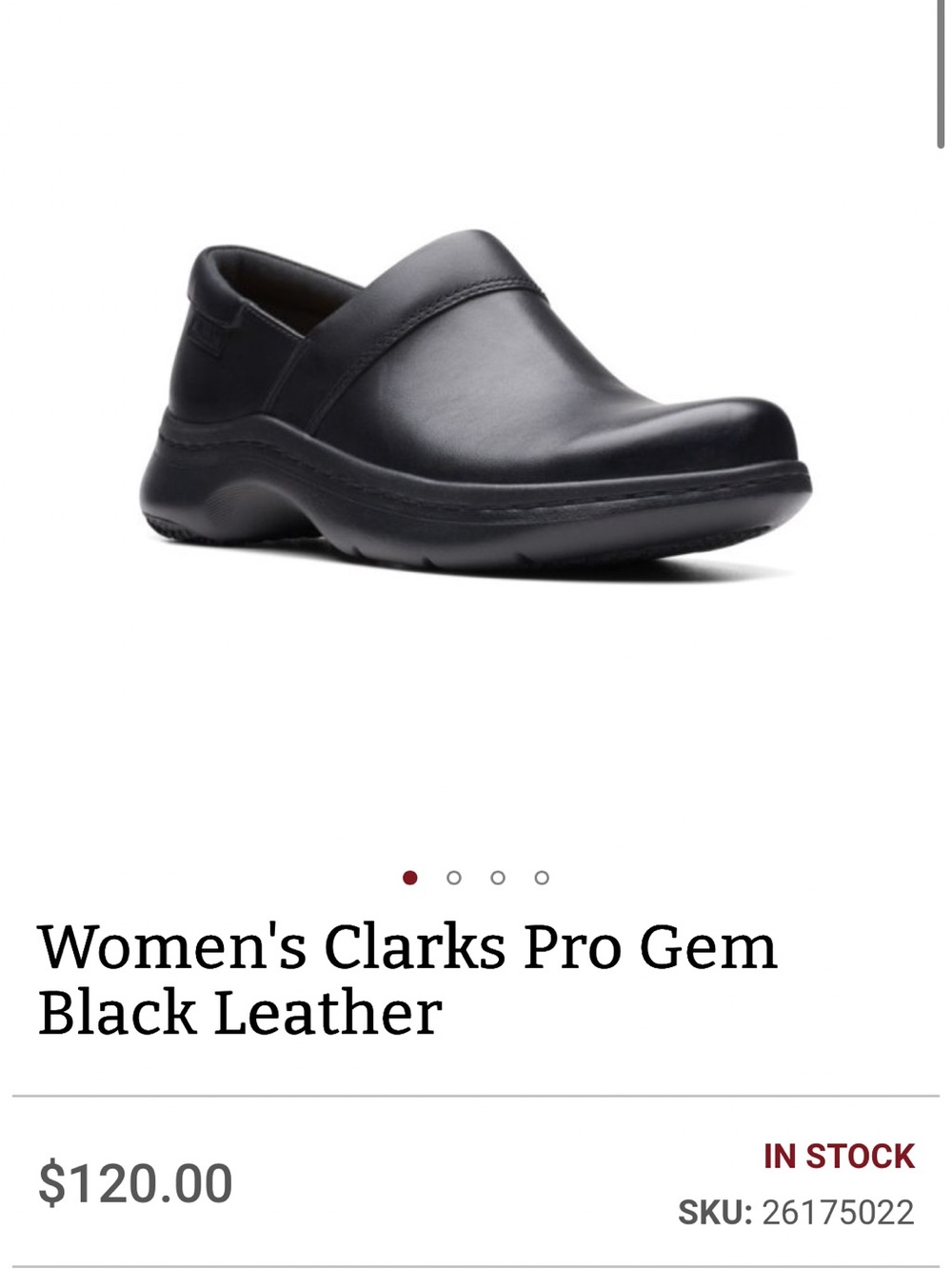 Clarks Pro Gem Professional Clog Soft Cushion Black Leather Slip On Comfort 6.5M